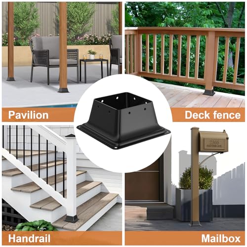 4x4 Post Base 2Pcs, Internal 3.6"x3.6" Heavy Duty Post Bracket