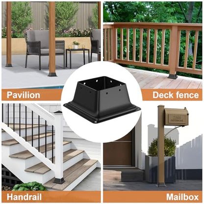 4x4 Post Base 2Pcs, Internal 3.6"x3.6" Heavy Duty Post Bracket