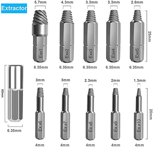 22pcs Damaged Screw Extractor Broken Screws and Bolt Stripped Remover Kit with Magnetic Extension Bit Holder & Socket Adapter