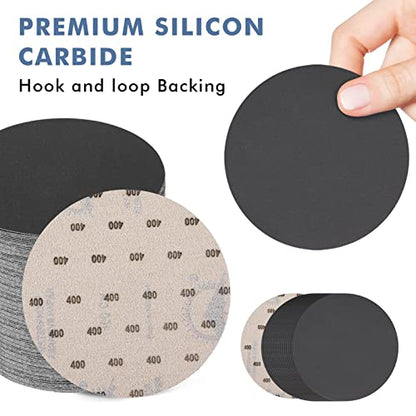 6 Inch 25 PCS 400 Grit Sanding Disc Wet Dry Sandpaper Hook Loop Sand Paper - style: Grit 400