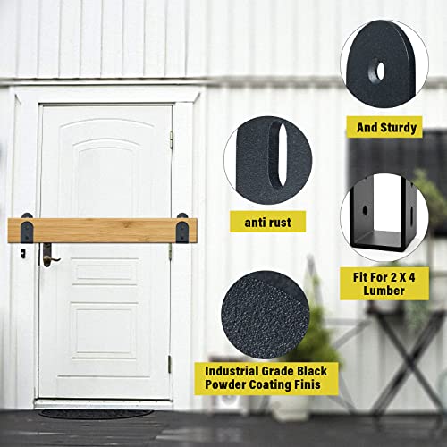 4 Pack Heavy Duty Door Barricade Brackets for 2x4 Lumber,Black