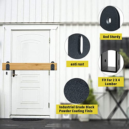 4 Pack Heavy Duty Door Barricade Brackets for 2x4 Lumber,Black
