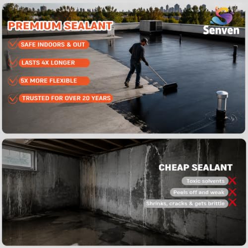 SENVEN Black Waterproof Sealant, 5 Gallon, Roof & Gutter Waterproof Coating - color: Black, size: 640 Fl Oz