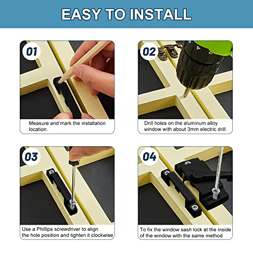 Window Sash Locks, Black Sash Locks, Window Lock Latches Replacement - color: Black