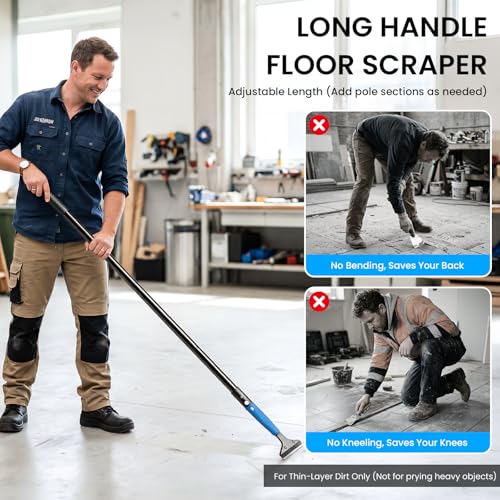 Floor Scraper - 8'' To 67'' Adjustable Long Handle