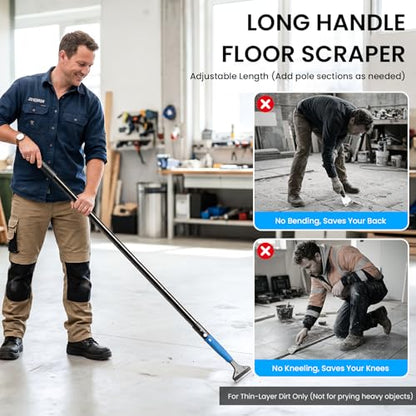 Floor Scraper - 8'' To 67'' Adjustable Long Handle