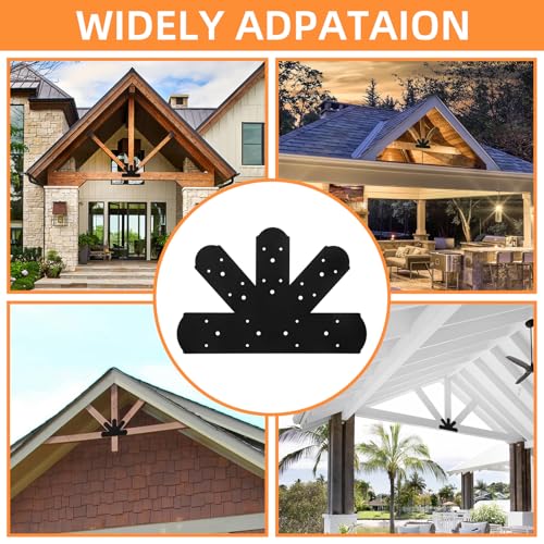 2PCS Gable Plate, 16.5"x11" Gable Bracket Pergola Truss Roof Plate Heavy Duty Carbon Steel Mending Plate for Repairing Fixing Connecting Wood Beam