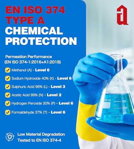 antools 2 Pairs Neoprene and Rubber Blend Heavy-Duty Chemical Gloves, Protective industrial gloves for Resist Acid, Alkali, Hazmat, cleaning, dishwashing, X-Large - color: Black (Pack of 2), size: X-Large (10)