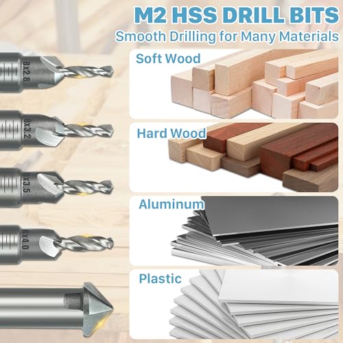 KEENTECH 10-in-1 Countersink Drill Bit Set with A Screwdriver Bit - style: Countersink Bits with Ph Bit