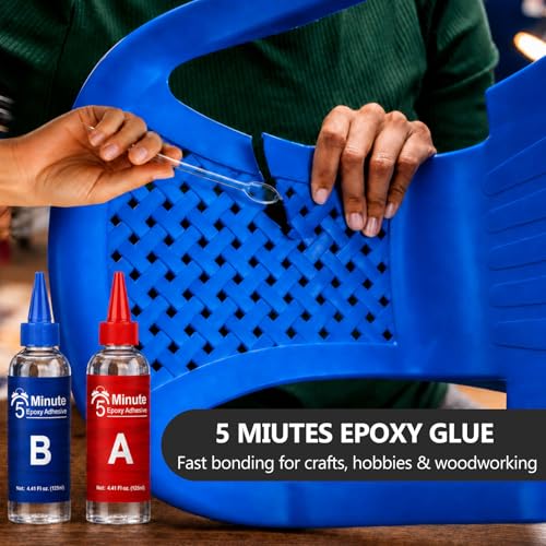5 Minute Epoxy Glue Kit, 250ml Clear 2 Part Epoxy Adhesive