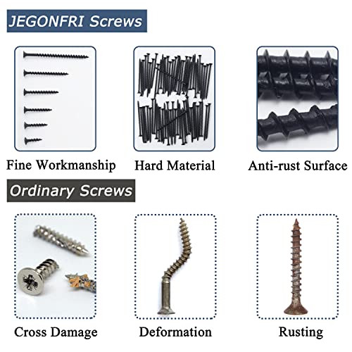 JEGONFRI 70PCS #8 × 3" Coarse Thread Black Drywall Screws, Wood Screws - size: #8 × 3"