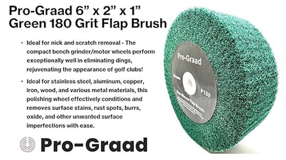 6" x 2" P180 Grit Green Non-Woven Flap Brush Wheel - style: 6" x 2" x 1" Green