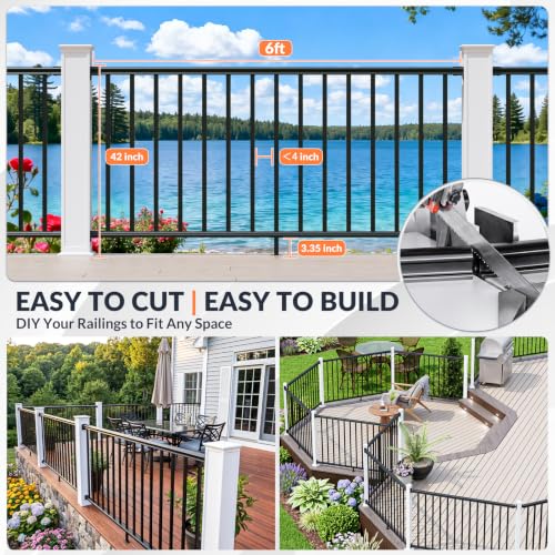 Egadis 2 Pack 42 in x 6 ft Aluminum Porch and Deck Railing Kit Without Post - color: Level 6ft - 2 Panel