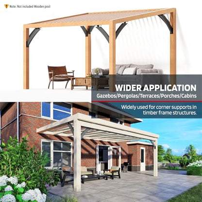 Q235-Steel Integrated Arc Adjustable 45 Degree Pergola Support Bracket 2''x4''（Actual Tube Dia: 1.5''x 3.2''） Heavy Duty 4Pack - size: 1.5”x3.2”-Adjustable Angle