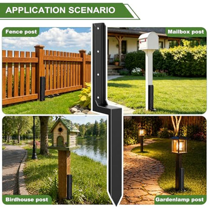 Heavy Duty Fence Post Repair Kit (6-Pack) – 11-Gauge 3mm Thick Galvanized Steel H-Shaped Ground Spikes, 33.6" Long Drive-in Anchors for Fixing Leaning or Rotted 4x4 & 6x6 Wood Posts