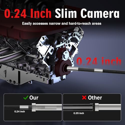 2-Way Articulating Borescope w/Light,0.24in Probe Endoscope for Auto Engine - size: Single Lens