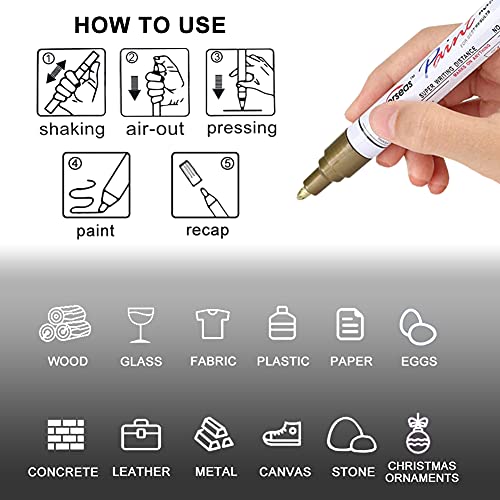 Overseas Black Paint Pens Permanent Markers, 3 Oil Based Paint Makrers - color: Black
