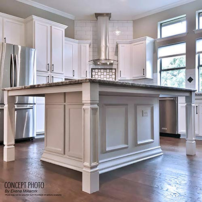 Ekena Millwork COL05X05X35KERW Kent Raised Panel Cabinet Column (Top Block: 6", Bottom Block: 7"), 5"W x 5"D x 35 1/2"H, Rubberwood - color: Rubberwood, size: 5-in. W x 5-in. D x 35.5-in. H
