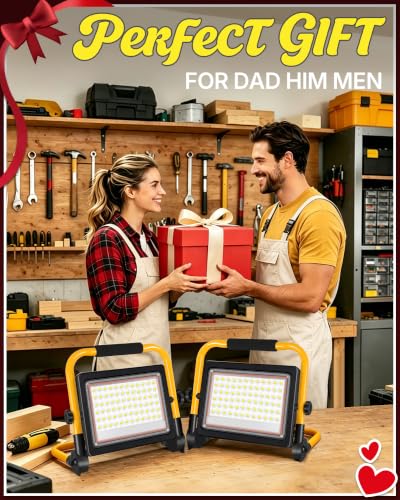 2 Pack 7200LM LED Work Light with Switch, IP66 for Garage Workshop - size: 60W-2P