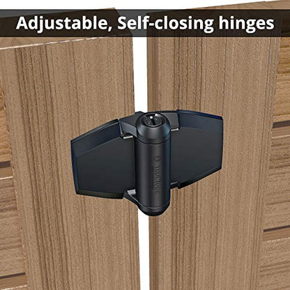 D&D TCA3S3BTS TruClose Gate Hinge Wood, Vinyl Square Gates, Black, 2 pcs - size: Adjustable gate gap: 3/8”–7/8” gate frame to post