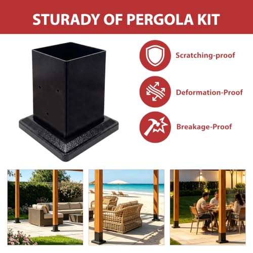 4 Pack 4x4 Post Base with Decorative Cover, Iron Post Base - size: 8-Pc Kit: 4P Base+4P Base Cover