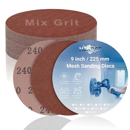 9 Inch Mesh Sanding Discs, 80-240 Grit Sandpaper for Drywall Sander