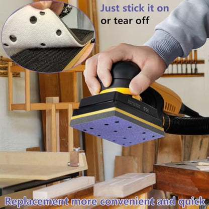 FOWOK 3" x 5" 50Pcs Sandpaper for Festool Sander with 2Pcs Foam Sanding Pad - style: Purple-50+2