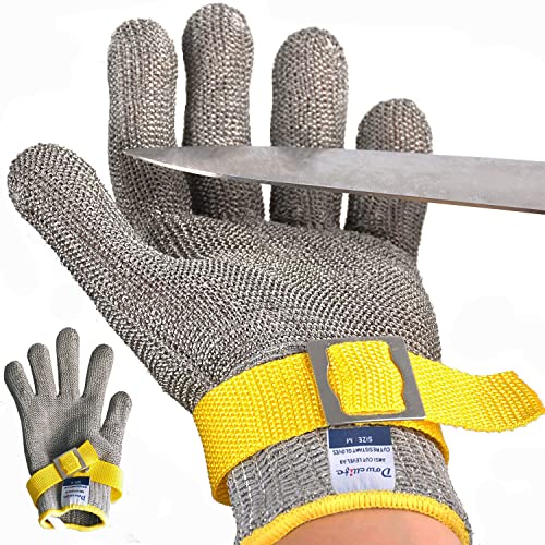 Dowellife Comfortable ANSI A9 Cut Resistant Glove Food Grade, Mesh Metal Kithcen Glove for Chef Oyster Shucking Mandoline Knife Butcher Meat Cutting - size: Medium (Pack of 2)
