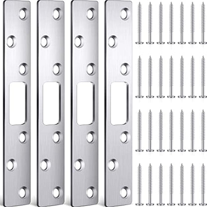 Therwen 4 Pcs 6 Inch Door Strike Plate Security Latch with Screws, Sliver - color: Sliver