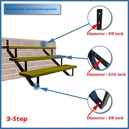 MTB Black Steel Stair Riser with 1/2/3/4/5/6/7 Steps - style: 3 Step 2Pack