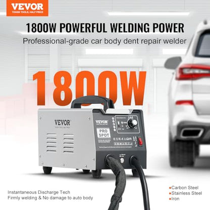 VEVOR Stud Welder Dent Repair Kit, 1.8KW Spot Welder Dent Puller with Auto/Manual Welding & 7 Versatile Modes, 110V Auto Body Spot Welding Dent Puller Machine for Car, Truck Dent Repair - style: Auto/Manual Welding