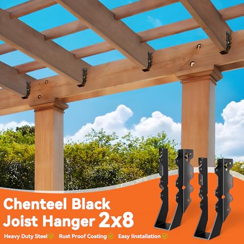 50 Pcs Black 2x8 Joist Hanger,LU28 18 Gauge Double Shear Face Mount Joist Hanger,Hurricane Ties for Rafters Tie Brackets Great for Floor Deck and Ceiling Joists - size: 50Pcs 2x8, style: Black