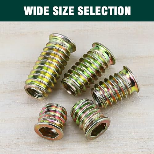 5/16-18 x 15mm Threaded Insert Nuts 25-Pack, Flanged Hex Drive Internal & External Threaded Screw-in Nut Inserts for Furniture, Wood, Cabinet, Zinc Plated Carbon Steel, Hex Wrench Included - size: 5/16-18 x 15mm