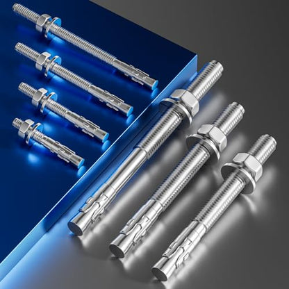 Wensilon 10Pcs 1/4x1-3/4 Inch Standard Fasteners for Heavy-Duty 304 Stainless Steel Wedge Anchors for Cement and Concrete - size: 1/4x1-3/4"