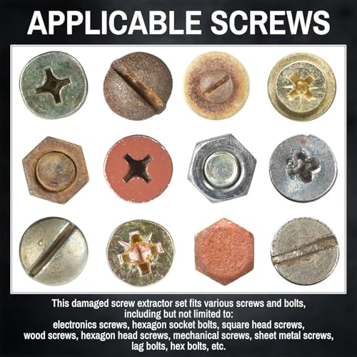33-Piece Titanium Screw Extractor Set – HSS 4341 Damaged Screw Remover Kit (2-in-1), Includes Magnetic Extension Bit Holder & Socket Adapter for Rusty, Stripped & Broken Screws