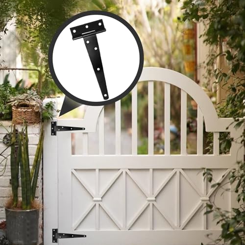 Murtenze Heavy Duty T-Strap Hinge, Black, 8 Inch, 6 pcs - color: Black, size: 8 Inch - 6Pack