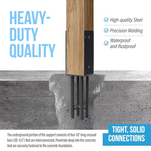 4x4 U-Shape Post Base Heavy Duty Wet Concrete Holder (Black - Set 1) - size: 4IN, style: Set 1