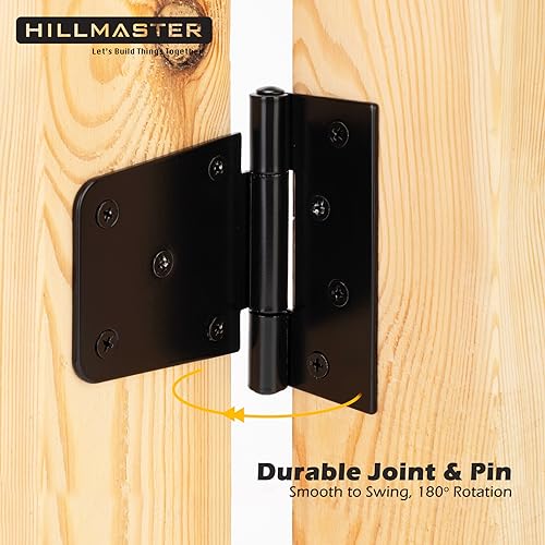 HILLMASTER 3.5 inch Heavy Duty Gate Hinges Fence Door Hinges Durable Gate Strap Hinge for Indoor Outdoor, Gate Hardware Kit for Shed, Wooden Fences, Vinyl Fence Gate, Barn Door, Garage, 6 Pack - size: 6 Pack