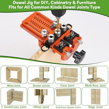 Dowel Jig Kit with Quick Positive Stop & Clamp, ADJ Doweling Jig
