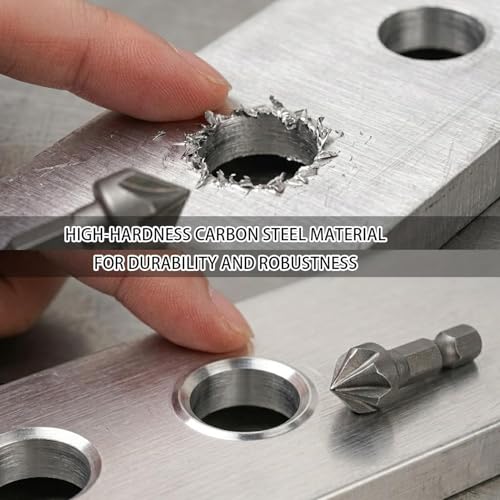 2Pcs 1/4 Hexagonal Shank Five Blade Countersunk Drill 12.7mm Woodworking Hole Opener Spot Facer Deburring Drill Bit Set