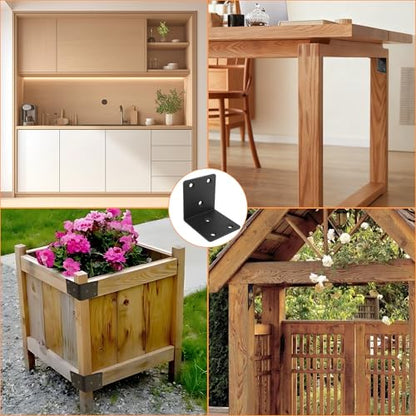50PCS Black L Brackets Corner Bracket 1.5"x1.5"x1.5", Heavy Duty Corner Brace for Wood, Right Angle Brackets, 40MM 1.5Inch Wide 90 Degree Bracket for Wooden Frame Furniture Shelves Chairs - size: 1.5"x1.5"(Black)