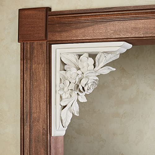 Antique White Roses Door or Wall Corbel Bracket Pair