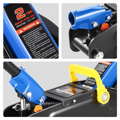 DNA Motoring Low Profile Hydraulic Trolley Service/Floor Jack, 2 Ton (4000 lbs) Capacity, Lifting Range 5.1"-13", Blue, TOOLS-00474 - color: Blue, style: 2 ton