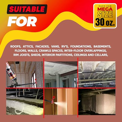 Spray Foam Insulation, 1 Pack x 30 oz, Expanding Foam Sealant Spray - size: 1 Pack