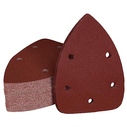 800 Grit Mouse Sander Sandpaper, Jamiikury 5 Hole Detail Sander Sandpaper Palm Sander Paper Mouse Sanding Pads Hook and Loop Sanding Sheets - Pack of 50