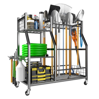 EVERHANGER Garden Tool Organizer Stand, Garage Tool Storage Organization - size: Large