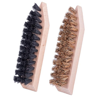 Hardwood Shoe & Boot Sole Brush with Stiff Coco Bristles (2 Pack) - color: Set: 1 Black | 1 Grey-brown
