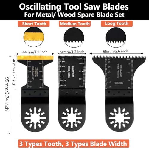 Titanium Oscillating Saw Blades, Oscillating Tool Blades Kits for Metal, Wood and Plastic Compatible with Star-Lock Tools (15 PCS)