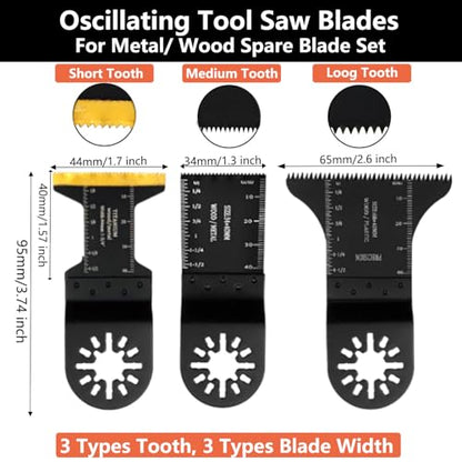 Titanium Oscillating Saw Blades, Oscillating Tool Blades Kits for Metal, Wood and Plastic Compatible with Star-Lock Tools (15 PCS)