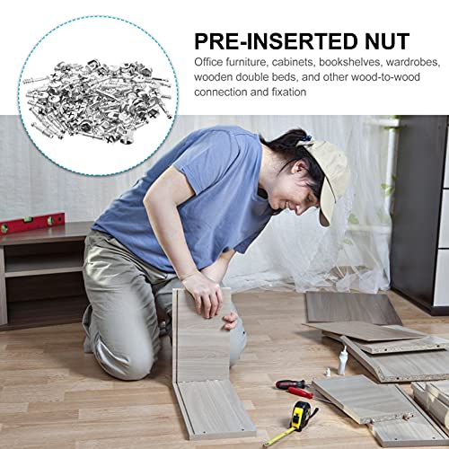 ULTECHNOVO Kits 50 Sets 28mm Alloy Furniture Connecting Kit Cam Lock Fittings 2- in- 1 Pre- Inserted Nuts And Bolt Assortment for Cribs And Bunk Bed Jst Connector